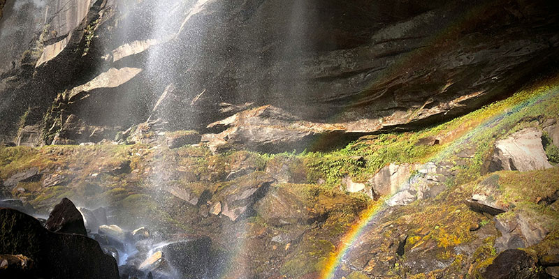 Rudranag waterfall on the trek route to Kheerganga